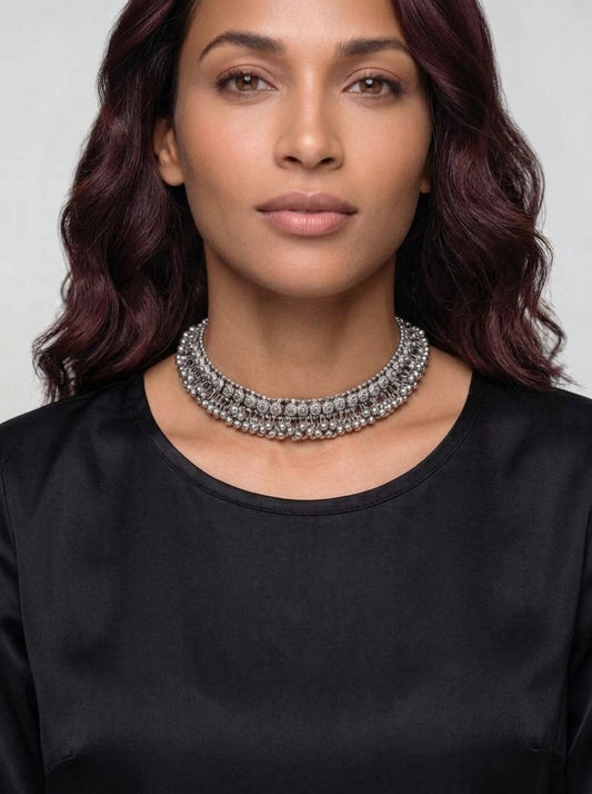 Kashmira - Oxidized Statement Collar Necklace