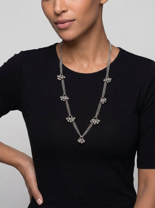 Mira – Delicate Ghungroo Cluster Long Necklace