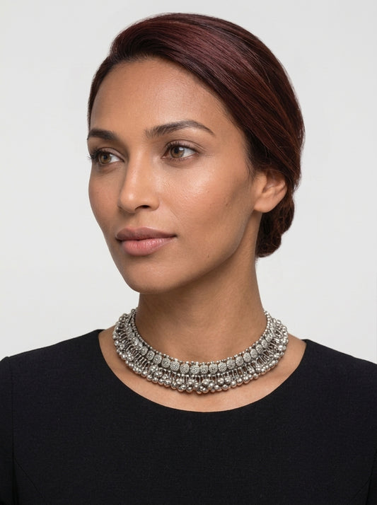 Kashmira - Oxidized Statement Collar Necklace