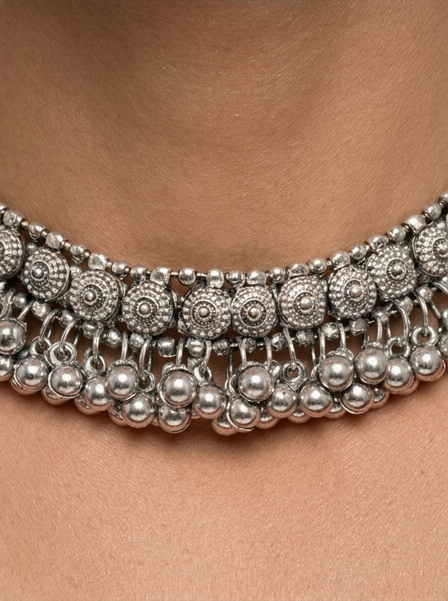 Kashmira - Oxidized Statement Collar Necklace