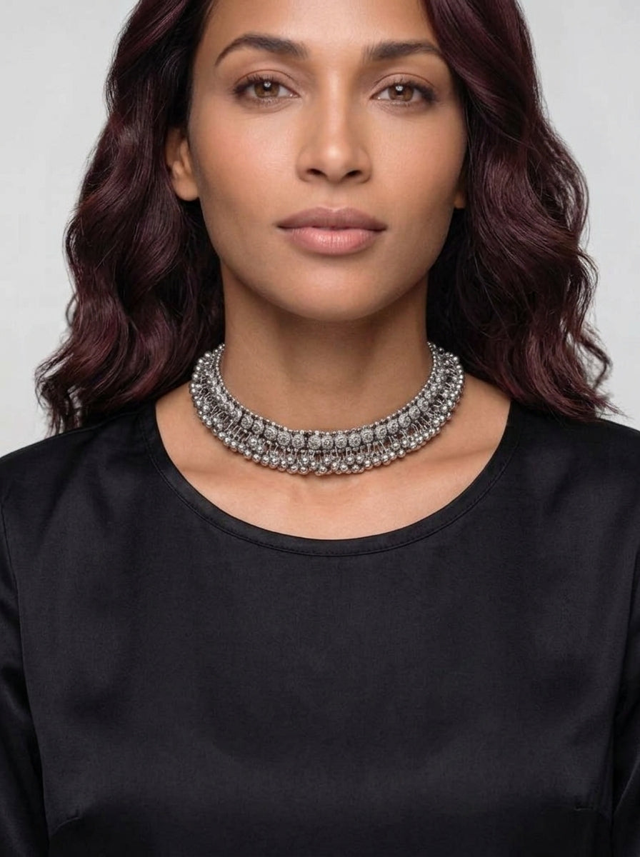 Kashmira - Oxidized Statement Collar Necklace