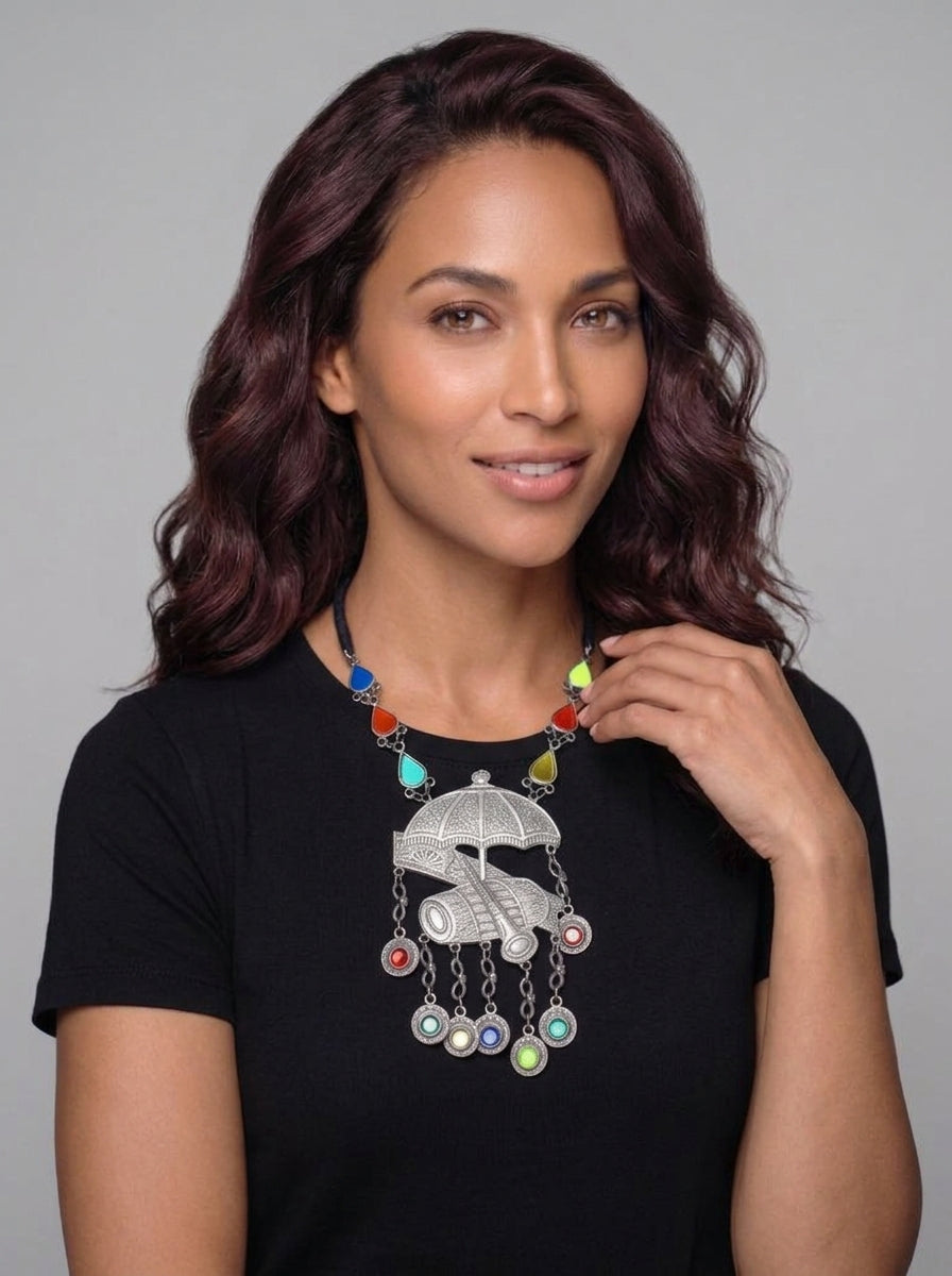 Ganga – Oxidized Chariot Multicolor Statement Necklace