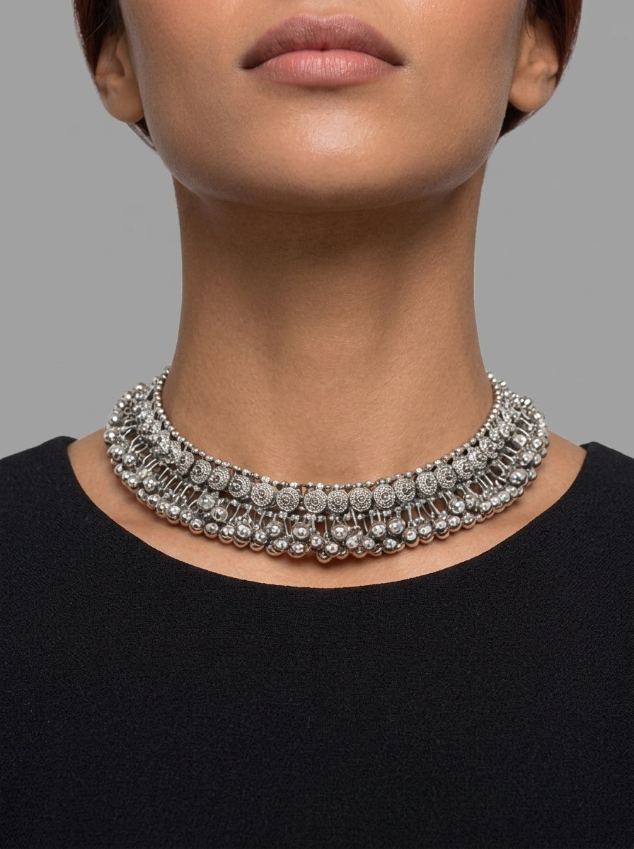 Kashmira - Oxidized Statement Collar Necklace
